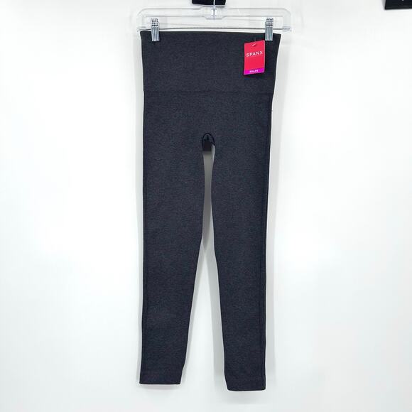NWT SPANX Look At Me Now Seamless Leggings Charcoal Gray Shaping Womens Sz Med - Picture 3 of 12